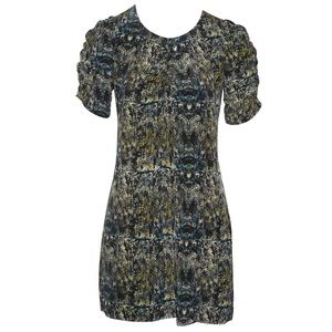 Vena Cava Silk Short Sleeve Green Print Dress